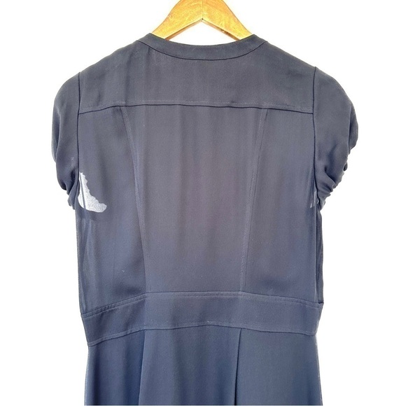 BCBG Maxazria fitted dress with short sleeves, ruffled, knee length, silk - Picture 10 of 16